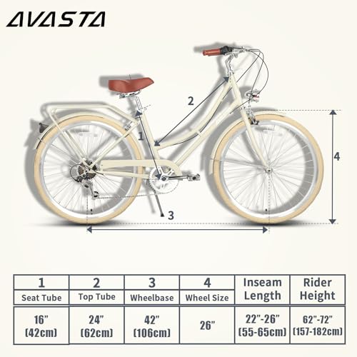 AVASTA Women's Hybrid Bike: Lightweight Step-Through City Commuter