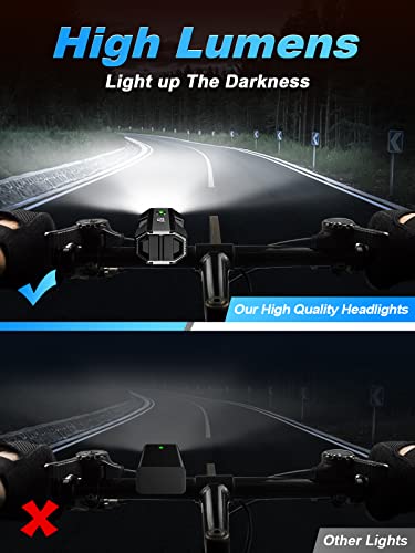 4500 Lumens Waterproof Bike Lights - 12+ Hour Runtime
