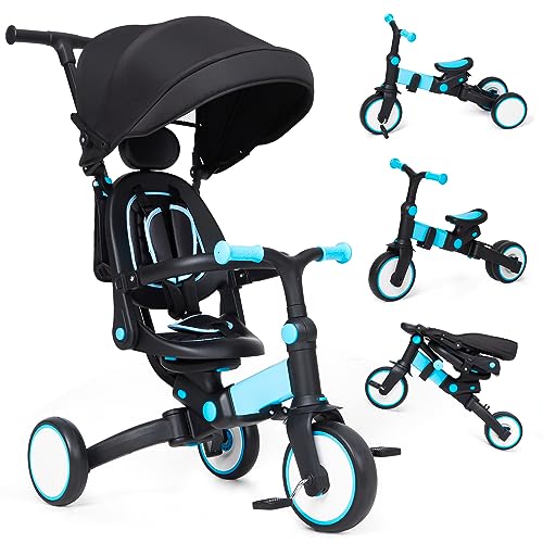 GAOMON Baby Tricycle: Adjustable Parent Handle, Canopy, Guardrail