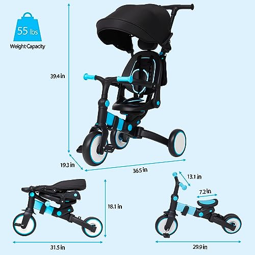 GAOMON Baby Tricycle: Adjustable Parent Handle, Canopy, Guardrail
