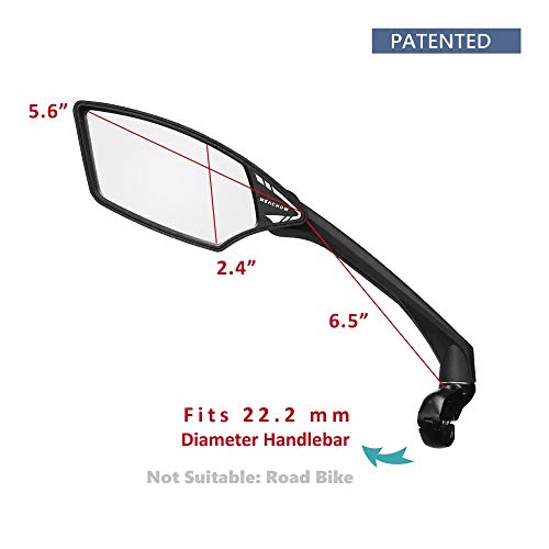 MEACHOW Rotatable Glass Lens Bike Mirror, Left