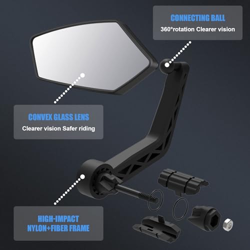 360° Adjustable Bar End Bike Mirror - Set of 2