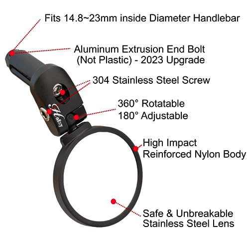 Hafny Bar End Bike Mirror, Stainless Steel Lens