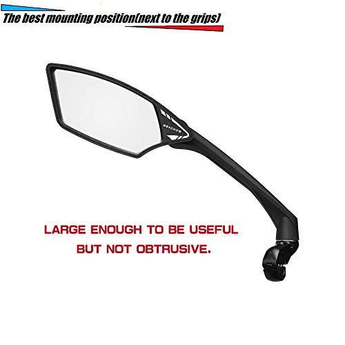 MEACHOW Rotatable Glass Lens Bike Mirror, Left