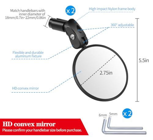 Adjustable HD Bike Mirror Set for Mountain Road Bikes