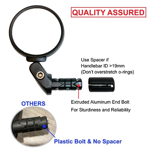 Hafny Bar End Bike Mirror, Stainless Steel Lens