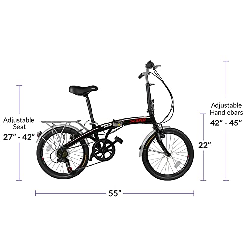 Xspec 20" Folding Commuter Bike, Black