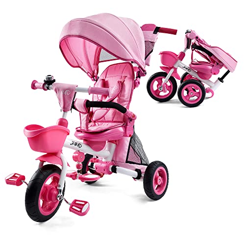 7-in-1 Folding Pink Tricycle for Kids 18 Months+