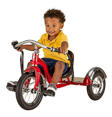 Schwinn Roadster Tricycle for Kids, Wood Deck, Handlebar Tassels