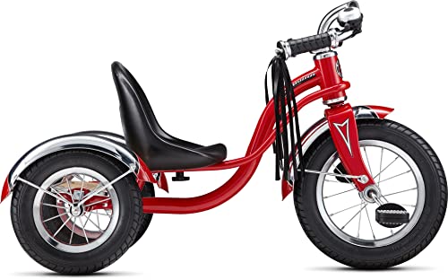 Schwinn Roadster Tricycle for Kids, Wood Deck, Handlebar Tassels