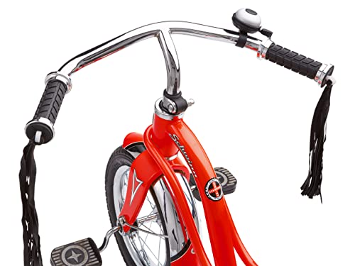 Schwinn Roadster Tricycle for Kids, Wood Deck, Handlebar Tassels