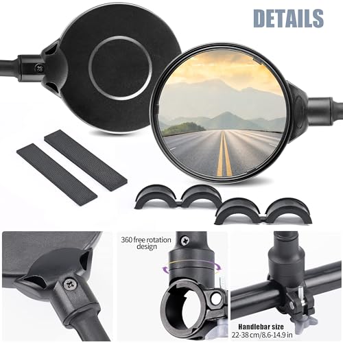 Adjustable Rear View Mirrors for Bikes, Black - 2PC