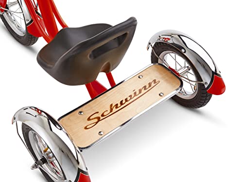 Schwinn Roadster Tricycle for Kids, Wood Deck, Handlebar Tassels
