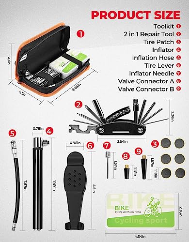 KEMIMOTO Bike Tools Kit: Repair, Pump, Storage