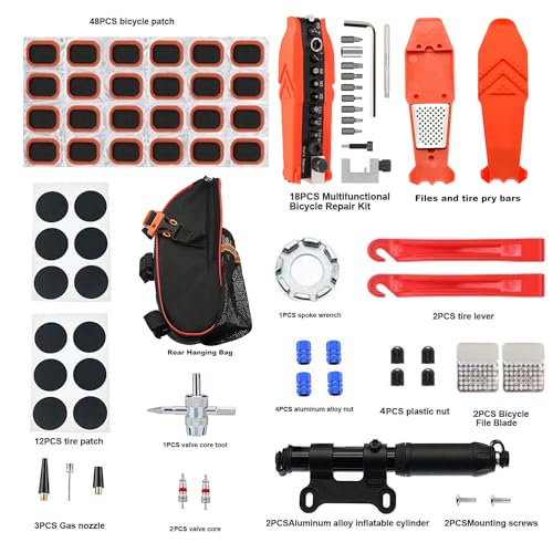 103Pcs Bike Repair Kit with Tire Pump Inflator