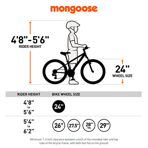 Mongoose Hardtail Mountain Bike, 24" Wheels, 21 Speed