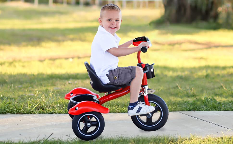 Kids Tricycle with Music, Lights & Adjustable Seat