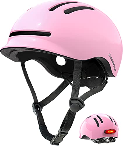 Mountalk Kids Bike Helmet with Light, Ages 8-14 (Shiny Pink, S)