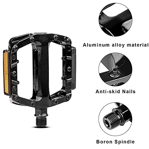 AVASTA Aluminum Alloy Flat Platform MTB Pedals, Black