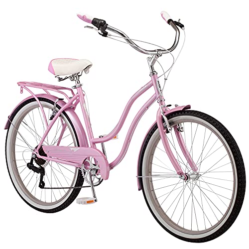 Schwinn Perla Beach Cruiser Bike, 7-Speed, Pink