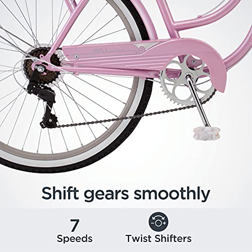Schwinn Perla Beach Cruiser Bike, 7-Speed, Pink