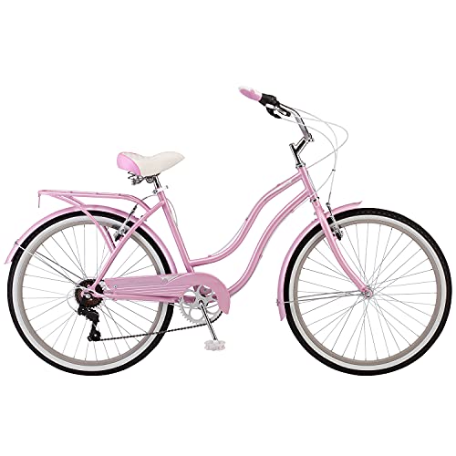 Schwinn Perla Beach Cruiser Bike, 7-Speed, Pink