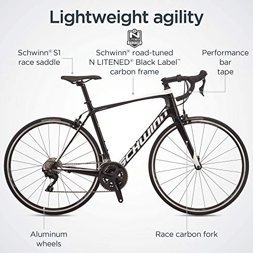 Schwinn Carbon Road Bike, Fastback 105, 48cm/Small, Black