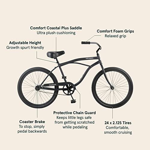 Retrospec Chatham Kids' Beach Cruiser Bike - Matte Black