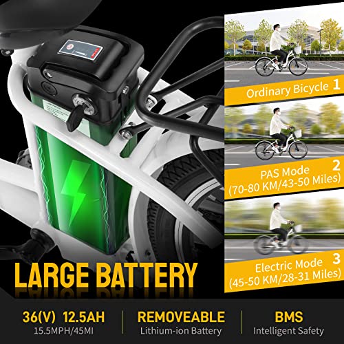 PEXMOR City Commuter Electric Bike with LCD Display & Basket