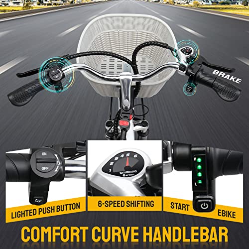 PEXMOR City Commuter Electric Bike with LCD Display & Basket