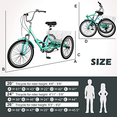 MOPHOTO 7 Speed Folding Tricycle for Seniors
