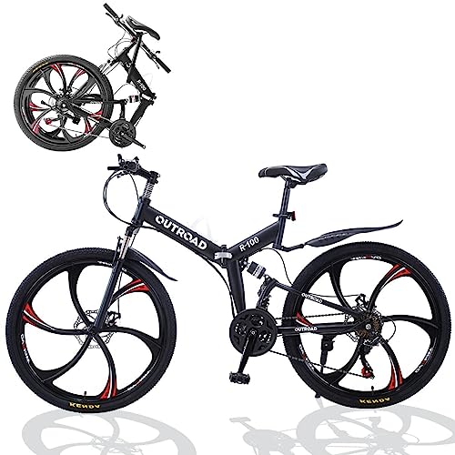 Max4out 26" Folding Mountain Bike, 21 Speed Full Suspension