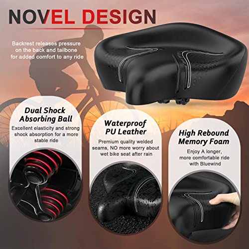 BLUEWIND Oversized Bike Seat with Backrest Design