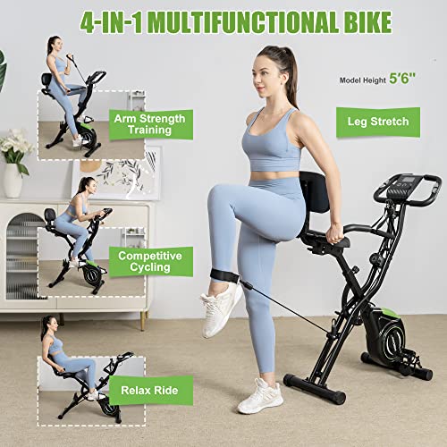 Caromix Folding Exercise Bike, 4-in-1 Magnetic Cycling