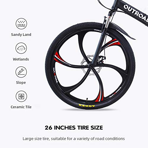 Max4out 26" Folding Mountain Bike, 21 Speed Full Suspension