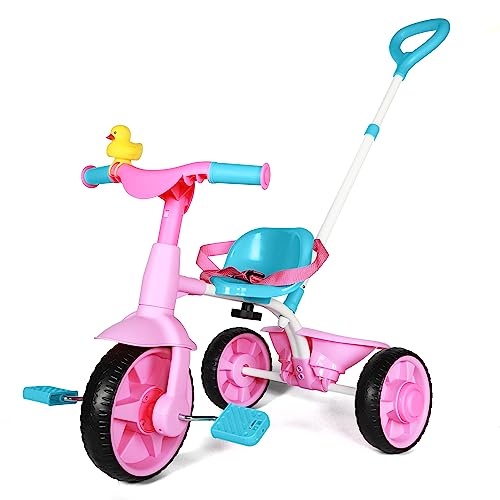 KRIDD 2-in-1 Kids Tricycle for Ages 18m-3yrs, Pink