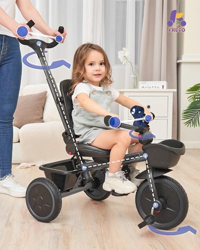 KRIDD 7-in-1 Toddler Tricycle Stroller, Adjustable, Rotatable, Folding