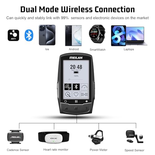 MEILAN GPS Bike Computer w/Real-time Route Navigation