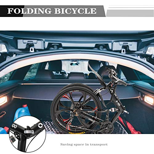 Max4out 26" Folding Mountain Bike, 21 Speed Full Suspension