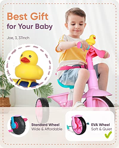 KRIDD 2-in-1 Kids Tricycle for Ages 18m-3yrs, Pink