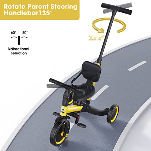 5 in 1 Toddler Tricycle with Parent Steering Handle