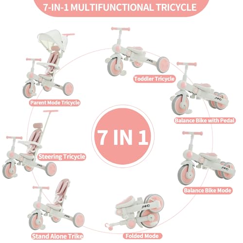JMMD 7-in-1 Baby Tricycle for Boys & Girls