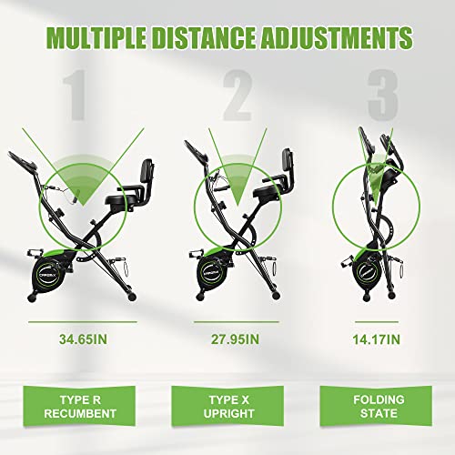 Caromix Folding Exercise Bike, 4-in-1 Magnetic Cycling