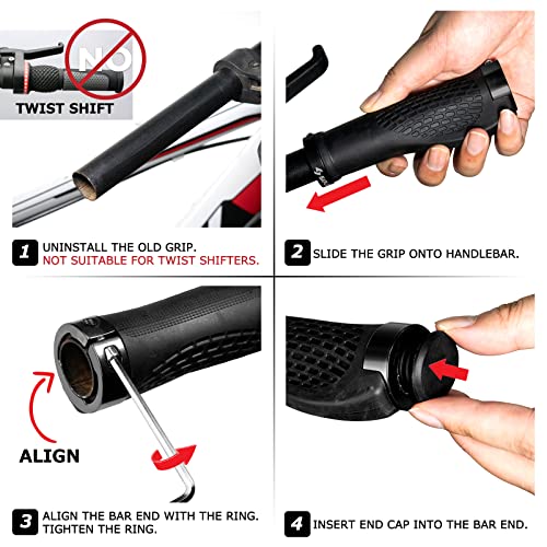 SAPLIZE Ergonomic Bike Handlebar Grips, PR02 (Black)