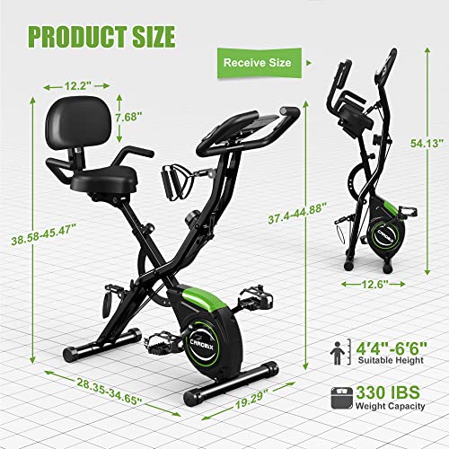 Caromix Folding Exercise Bike, 4-in-1 Magnetic Cycling