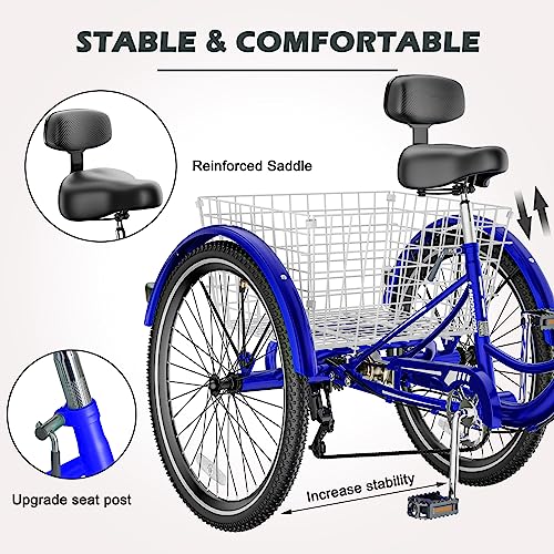 ABORON Trike Bike with 7-Speed Rear Derailleur