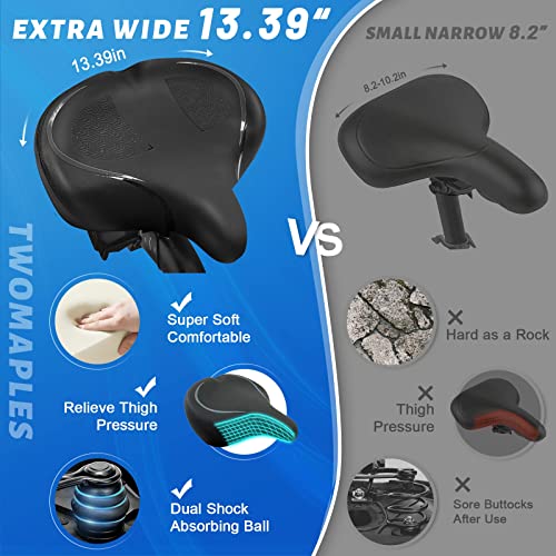 Twomaples Extra Comfort Wide Bike Seat for Men/Women