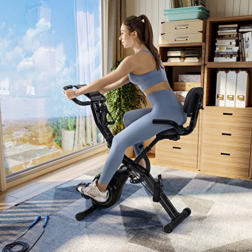 Caromix Folding Exercise Bike, 4-in-1 Magnetic Cycling