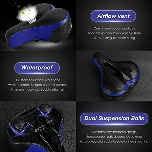 TONBUX Memory Foam Shock Absorbing Bike Seat (Blue)