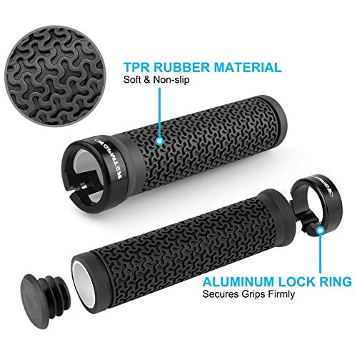 GPMTER Bike Handlebar Grips, Lock-on Non-Slip-Rubber Black